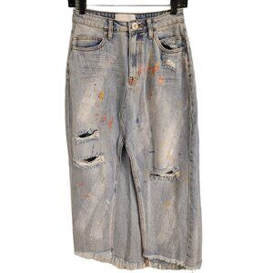 One Teaspoon Painted Denim Skirt Size 24